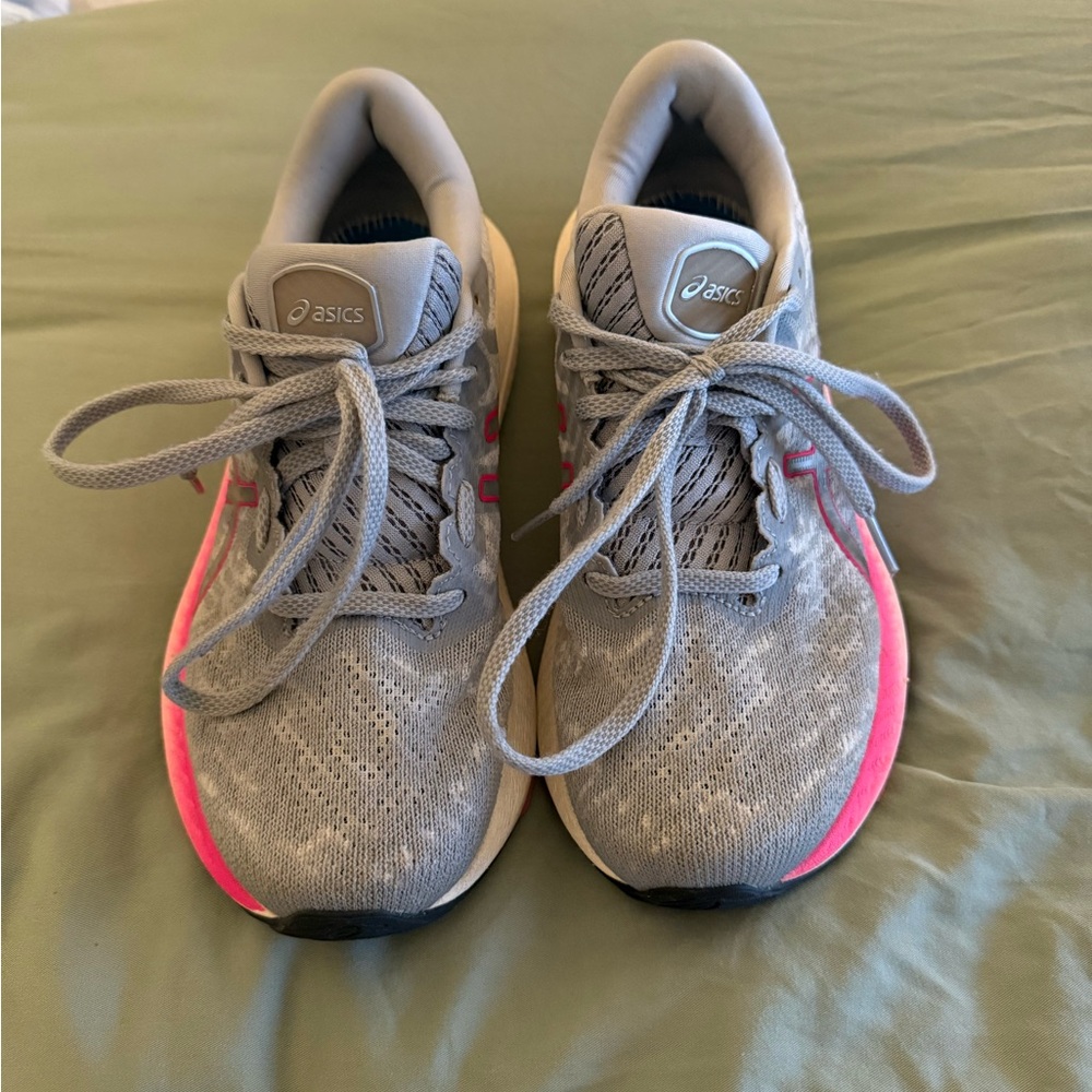 ASICS Women's Gray Sneakers with Pink Highlights